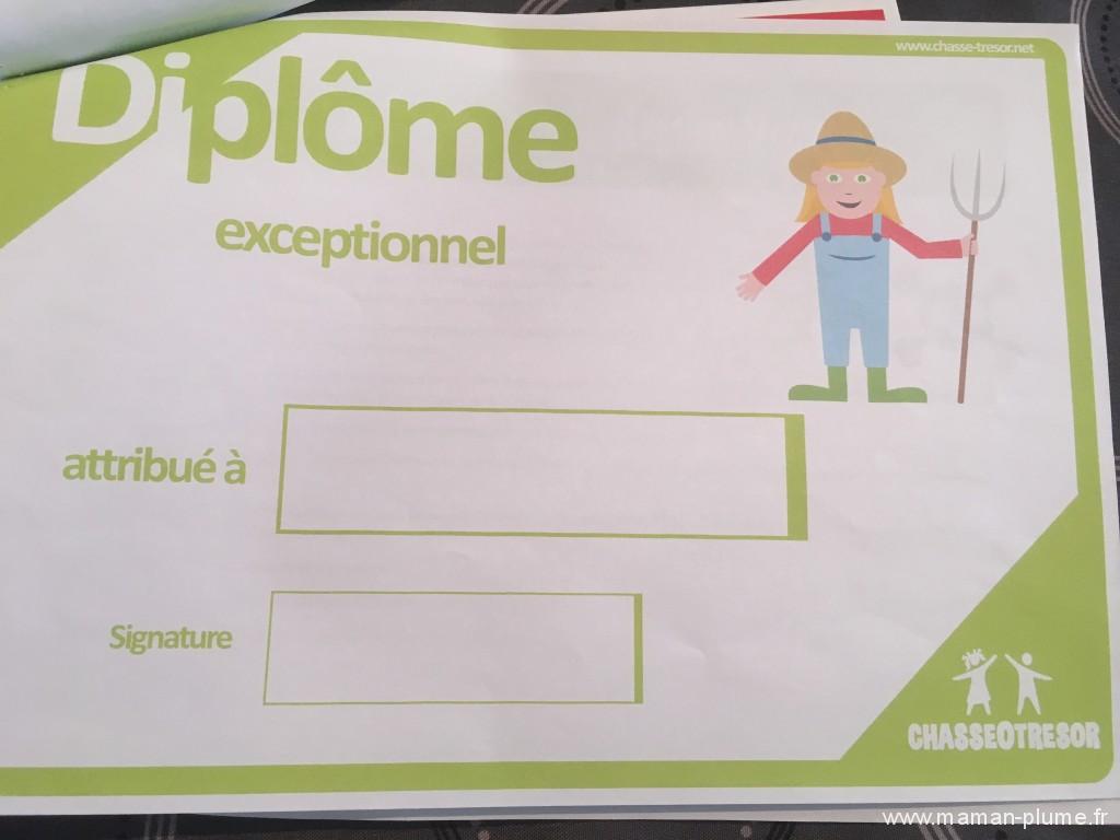 diplome chasse o tresor