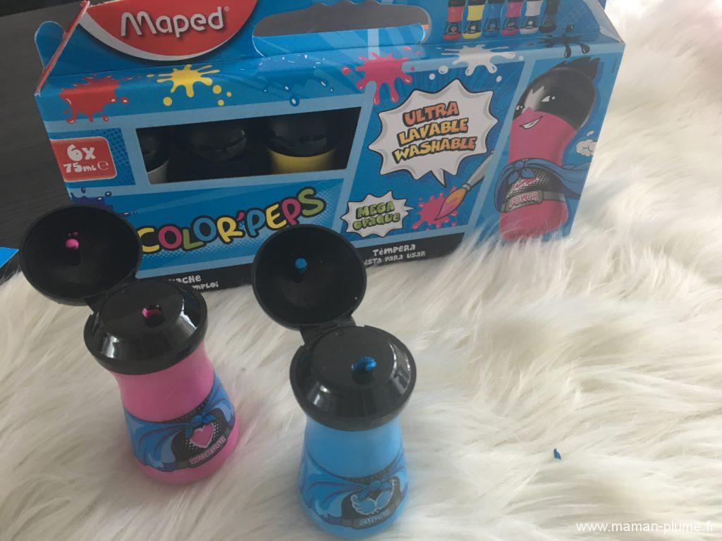 Maped Color'Peps 4 Pots de Peinture Doigt pour Bébé et Enfant dès 1 an & Color'Peps Tablier de Protection pour Enfant de 18 mois à 5 ans - Peinture et Loisir Créatif