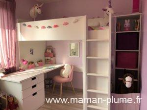 Une petite chambre fille totalement Girly et licorne !