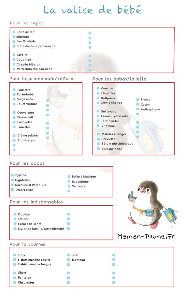 Ma valise de bébé en vacance à imprimer