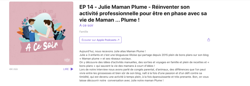 Je vous dévoile mon premier Podcast dans A ce soir !