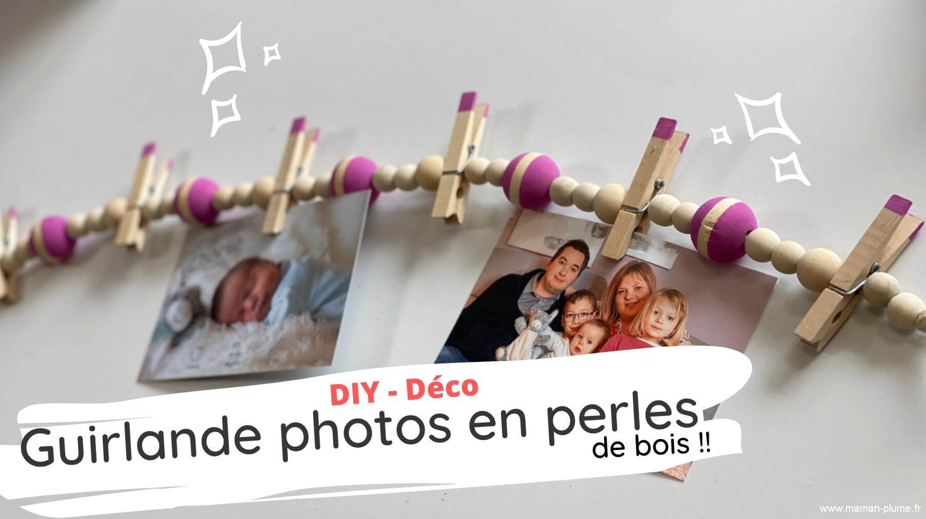 Une guirlande photos en perles de bois !