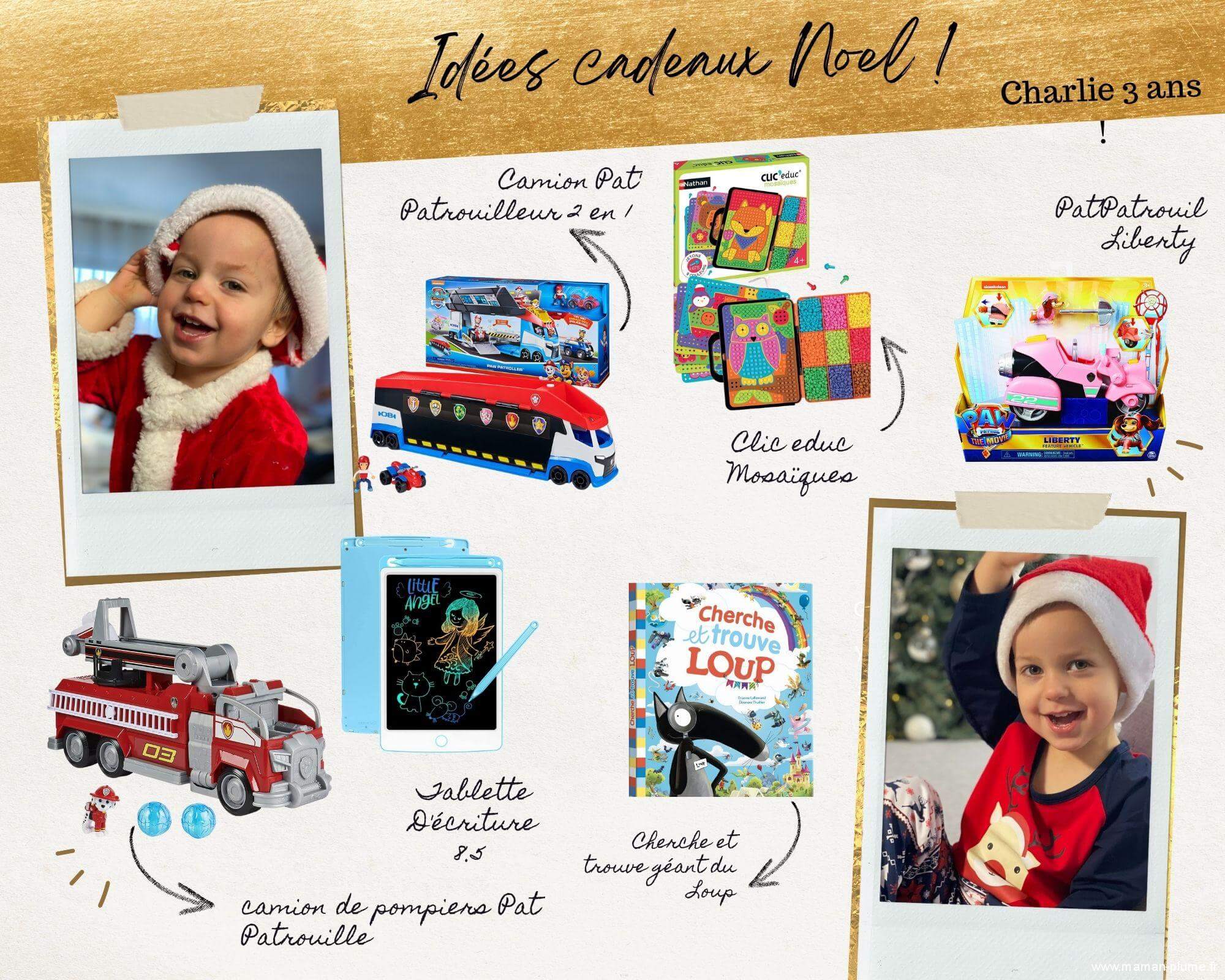 Liste de souhaits de Noël de Charlie, 3 ans !