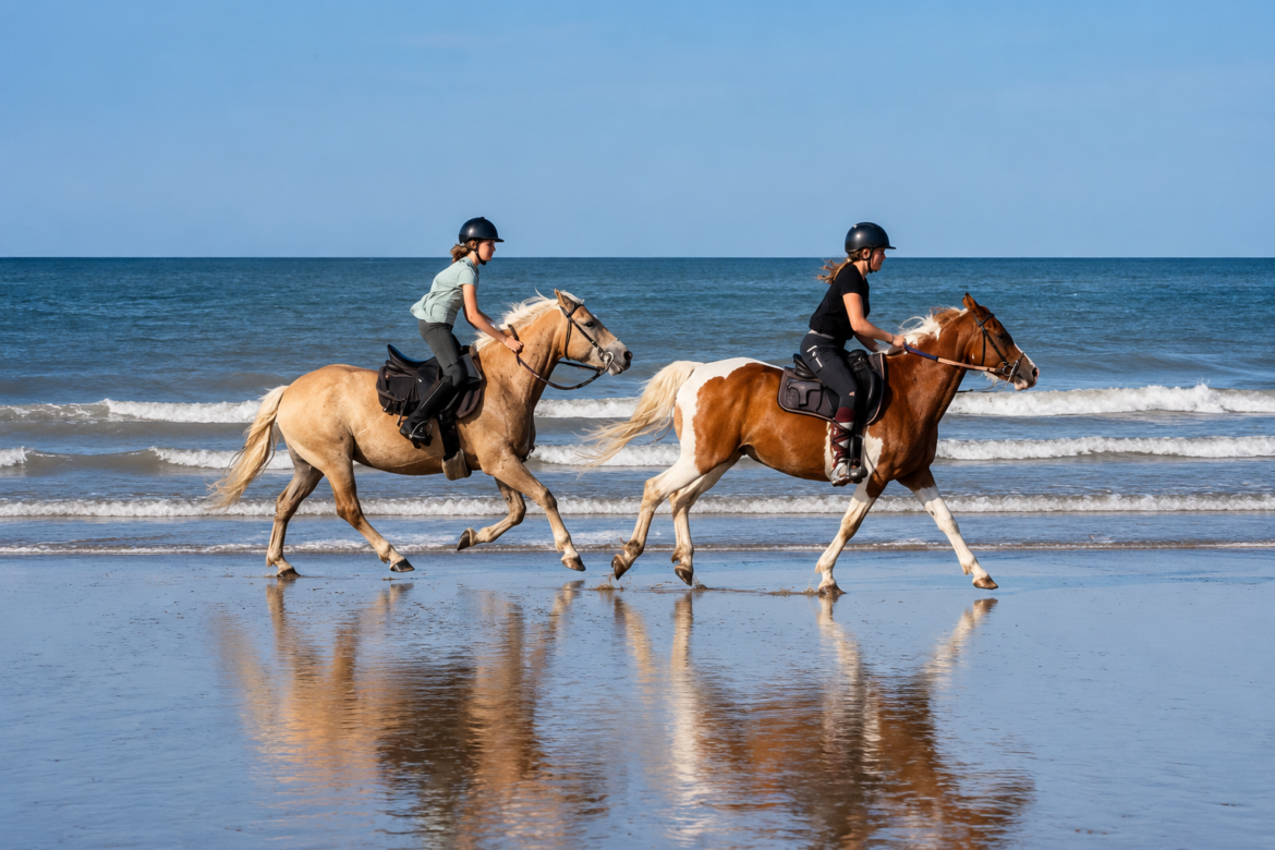 Une balade à cheval sur la plage en Vendée, le rêve de CC !